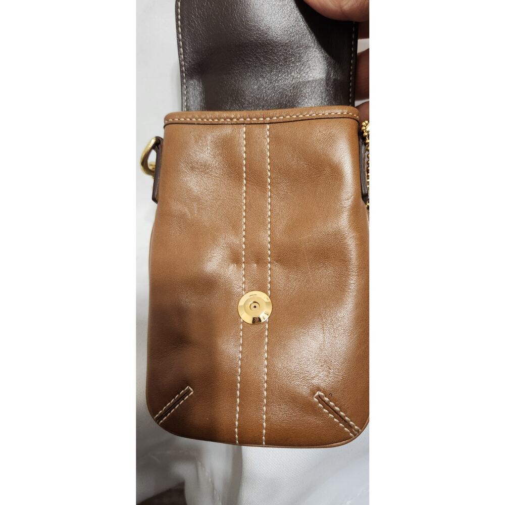Coach Soho Wristlet Flap Buckle Camel Leather mini Pouch Wallet - Picture 5 of 7